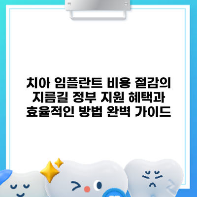치아 임플란트 비용 절감의 지름길: 정부 지원 혜택과 효율적인 방법 완벽 가이드