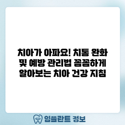 치아가 아파요! 치통 완화 및 예방 관리법: 꼼꼼하게 알아보는 치아 건강 지침