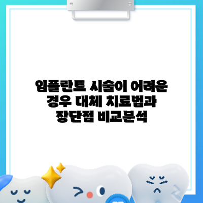 임플란트 시술이 어려운 경우: 대체 치료법과 장단점 비교분석