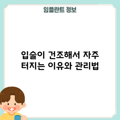 입술이 건조해서 자주 터지는 이유와 관리법