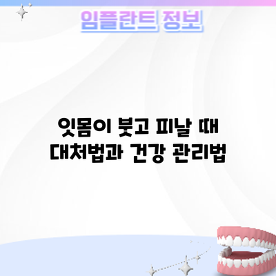 잇몸이 붓고 피날 때 대처법과 건강 관리법